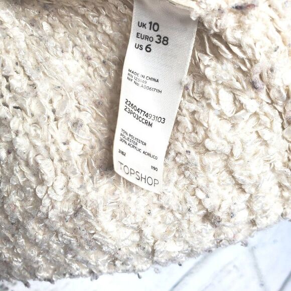 Topshop Cream Open Front Long Sleeve Knit Cardigan Womens 6 Casual - Picture 7 of 7